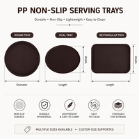 Plateau de service rond en plastique PP pour serveurs, restaurant, bar, café, hôtel, usage commercial, antidérapant