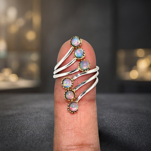 Bague de mariage classique et élégante en argent sterling 925 avec opale naturelle, sertie à la main, certifiée par un tiers - Product Image 3