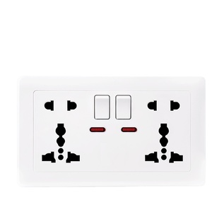 White Double 10 Pin Wall <strong>Socket</strong> Panel, Universal <strong>Socket</strong> and Plug <strong>Adapter</strong>, 220V 13A <strong>Switch</strong> with Power Outlet - Product Image 1
