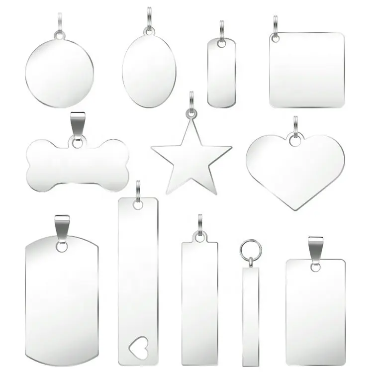 In bianco oro placcato in acciaio inox Dogtag Logo personalizzato inciso collana pendente in argento ciondoli ciondoli per cani gioielli per donna