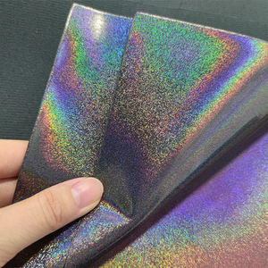 Tissu vinyle synthétique à paillettes irisées et réfléchissant au laser pour sacs textiles d'ameublement Arc-en-ciel météore Sparkle PU faux cuir - Product Image 1