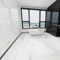Dalle de porcelaine imitation marbre veiné or blanc de qualité supérieure 600x1200mm pour sol de salle de bain, résistante à l'usure, installation facile