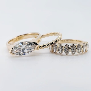 Anéis de Diamante Sintético em Ouro 14k 2ct Anel de Noivado com Diamante Marquise Certificado IGI Anel de Diamante Cultivado em Laboratório - Product Image 3