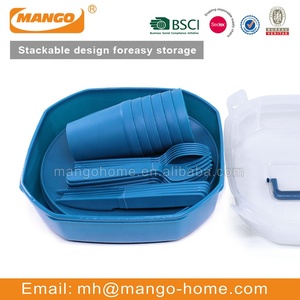 Portable Lightweight Flatware <strong>Set</strong> Reusable Plastic Tableware <strong>Camping</strong> Picnics-Classic Stocked <strong>Plate</strong> Bowl Knife Dinnerware <strong>Set</strong> - Product Image 5