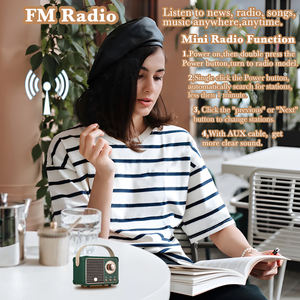 مكبر صوت بلوتوث بتصميم عتيق، ديكور كلاسيكي، سماعات محمولة صغيرة لاسلكية تدعم USB/بطاقة TF/AUX، مكبر صوت بلوتوث بتصميم راديو قديم - Product Image 5