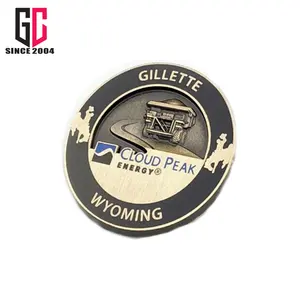 Factory Custom Logo metal round shape soft and hard enamel zinc alloy metal 3D commemorative label pin souvenir badge
