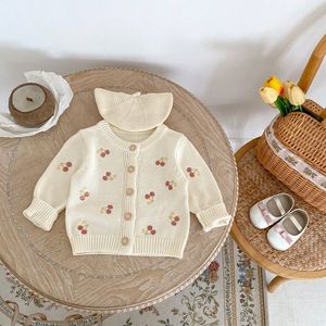 เสื้อแจ็กเก็ตถักลายเชอร์รี่สำหรับเด็กผู้หญิงเสื้อโค้ทแขนยาวสำหรับทารกผ้าคอตตอนสำหรับฤดูใบไม้ร่วงโลโก้ตามสั่ง - Product Image 5