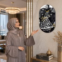 Jam Dinding Porselen Kristal HD dari Produsen Asli dengan Lukisan Kaligrafi Arab