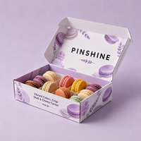 Boîte d'emballage pour macarons avec impression de logo personnalisé, effet holographique en relief, finition mate, matériaux recyclés, écologique