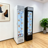 Réfrigérateur commercial à porte vitrée avec affichage numérique vertical ultra-fin et refroidissement par compresseur