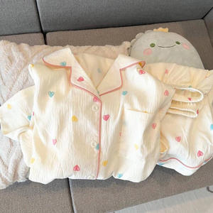 <span class=keywords><strong>Pigiama</strong></span> da Donna in <span class=keywords><strong>Cotone</strong></span> Set Manica Corta Indumenti da Notte con Bottoni Pantaloncini Corti Set <span class=keywords><strong>Pigiama</strong></span> da Casa - Product Image 5