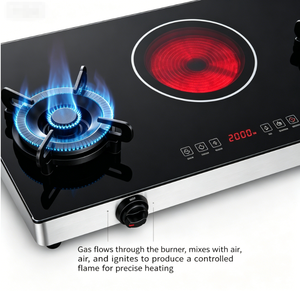 Cuisinière hybride 2 gaz 1 infrarouge, double combustible GPL et gaz naturel, 2000W, pour usage domestique en Afrique et petits restaurants - Product Image 4