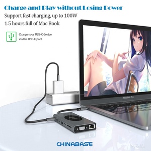 Estación de Acoplamiento USB C 15 en 1 Dual <span class=keywords><strong>Display</strong></span> Laptop USB Tipo-C Hub Adaptador Multipuerto Dongle con HDMI <span class=keywords><strong>VGA</strong></span> USB SDTF Audio PD - Product Image 2