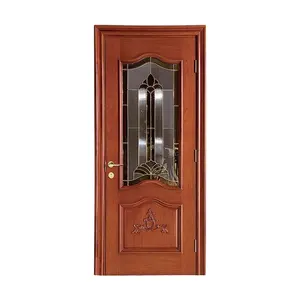 Luxurious triplex glass wooden entrance door with unbreakable craft glass
