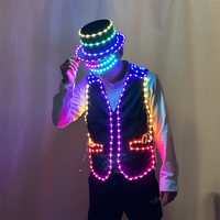 Costume Robot LED Futuristico con Gilet LED a Colori Completi per Uomo, Abbigliamento Luminoso per Bar, Discoteca, Spettacoli Musicali e Feste