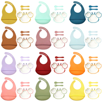 Offre Spéciale : Ensemble Repas Bébé pour l'Initiation à la Nourriture, Matériaux Résistants à la Chaleur, Kit Repas pour Tout-Petits, Bavoir Taille Ajustable, Fourchette-cuillère Flexible