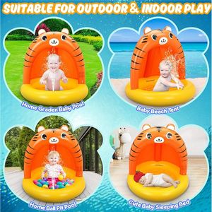 Piscine gonflable en forme de tigre 100x90cm, jeu aquatique extérieur pour enfants, en PVC - Product Image 4