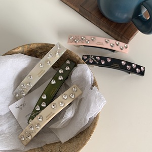 Pinza de pelo de cristal de moda para niñas Logo impreso pasador coreano <span class=keywords><strong>Clips</strong></span> para niñas corazón Rhinestone acetato Barrette - Product Image 5