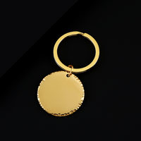 Porte-clés circulaire texturé à bords ondulés Ywyougang, en acier inoxydable, disque rond vierge, gravure laser personnalisée