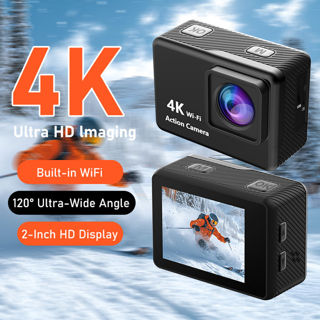 Cross-border Bestseller 4K Action Camera 2.0 Inch Display 120 Ultra-wide Angle Waterproof Wi-Fi for Outdoor Cycling Mountain