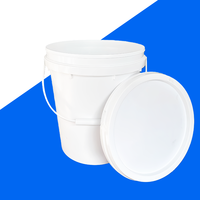 Seau en plastique noir personnalisable de 20 L/5 gallons, qualité alimentaire et recyclable, avec poignée et couvercle métalliques inclus