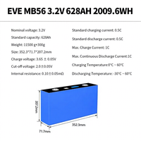 Baterai LiFePO4 MB56 8000 Siklus 3.2V 628Ah untuk Jaringan Listrik & Penyimpanan Energi Rumah -30~60 Suhu Operasi