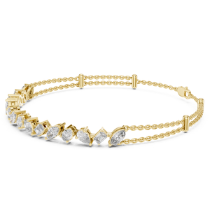 Bracelet tennis en or jaune et diamants taille poire, serti griffe, bijoux de mariage classiques pour femme - Product Image 1