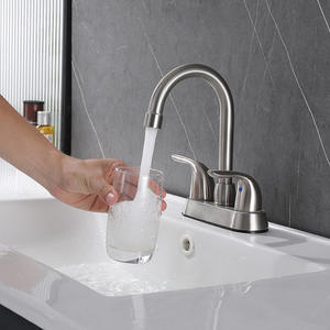 <span class=keywords><strong>Robinet</strong></span> de cuisine commercial pour hôtel, en alliage de zinc, à double poignée, à arc élevé, pivotant à 360°, flexible, avec bec brossé, à montage sur comptoir, moderne, en céramique - Product Image 2