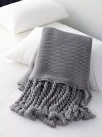 Plaid en tricot épais style nordique avec grandes franges, couverture pour canapé, lit ou bout de lit, idéal pour la maison, direct usine