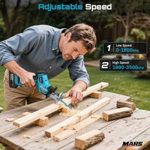 Sierra Recíproca Inalámbrica MARS con Velocidad Variable de 3500 RPM, Motor sin Escobillas, 2 Baterías de 4.0Ah, Luz LED y Cambio de Hoja sin Herramientas - Product Image 6
