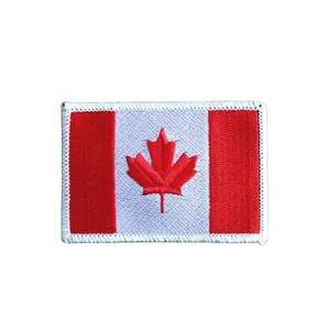 ECO Best Quality Custom Canada Flag For and Hats clothes tag bordado parches para ropa embroidery patch