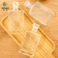 Produsen grosir botol anggur kaca Flint tinggi datar persegi 50m100ml 200ml kaca kecil tebal transparan