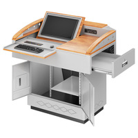 Bureau informatique multimédia pour salle de classe avec écran LCD rabattable, table de formation en acier pour l'école