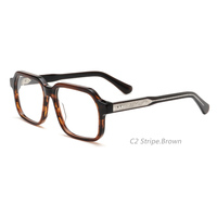 Monture de lunettes BD072 en acétate audacieux, style monture complète, unisexe, avec logo personnalisé, pont métallique en forme d'AV et charnières rivetées