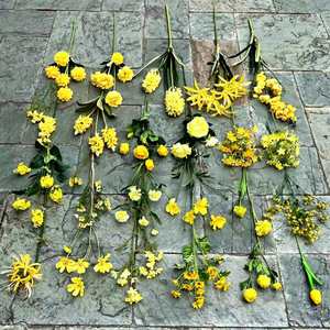 Fabricants de fleurs artificielles LO-720, fleurs en soie jaunes en gros, décoration de centre de table pour mariage et événements - Product Image 1