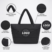 Sac fourre-tout matelassé noir personnalisé, sac à bandoulière matelassé, grand sac de voyage rembourré avec logo personnalisé, broderie été automne
