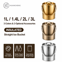 HC Venta al por Mayor Cubos Esféricos de Acero Inoxidable para Hielo 1L-3L con Tapa Pulida, Contenedor Enfriador de Vino para Bar OEM 5 piezas Bar&Retail