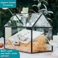 Boîte à cartes en verre en forme de maison en cuivre fait à la main Style simple Terrarium réception de mariage bijoux jardinière de table décor boîte à bijoux