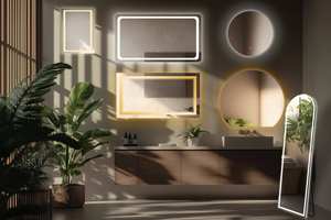 Miroir intelligent de grande taille, rectangulaire, noir, moderne, sur pied, à LED, pour hôtels, 2025 - Product Image 4