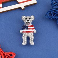 Broches Ours Argenté du 4 Juillet pour Femmes, Épingles de Revers Drapeau Américain USA pour Femmes, Mode, Jour de l'Indépendance, Jour du Souvenir du 4 Juillet
