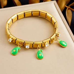Bracciali di <span class=keywords><strong>Alta</strong></span> Qualità all'Ingrosso, Gioielli Italiani Placcati in Oro 18K, Bracciali con Charm a Forma di Avocado in Acciaio Inossidabile per Donne - Product Image 1