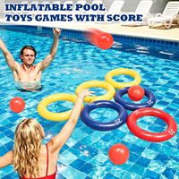 Jeu de lancer flottant gonflable pour piscine 59"x47" avec 6 balles, en PVC écologique anti-fuite, jouets de fête pour piscine