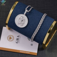 Pendentif Jésus Hip Hop Iced Out pour chaîne, plaqué or 18 carats, argent sterling 925, diamant Moissanite VVS