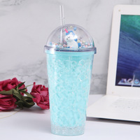 Nueva Botella de Agua de Plástico con Logotipo Personalizado de Unicornio de Verano, Taza con Pajita, Pajita para Beber para Estudiantes, Taza de Plástico Aislada
