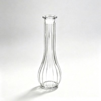 Vase de table haut transparent cannelé pour mariage, écologique, fait main, en gros, pour décorations florales