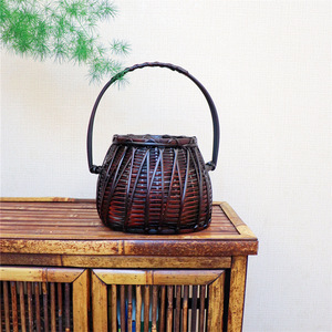 Handmade Bamboo Woven Flower Basket 24x15 Cm Natural Decorative Vase For Home Decoration - Product Image 1