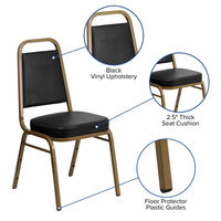 Chaise de banquet empilable en plastique noir rembourrée de luxe, populaire, avec housse, pour mariages, dîners, maison, bureau et appartement