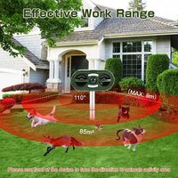 Répulsif solaire ultrasonique, étanche conforme à la norme IP66, pour extérieur, arbre de jardin, panneaux solaires à piles, élimination des animaux, perruches, oiseaux