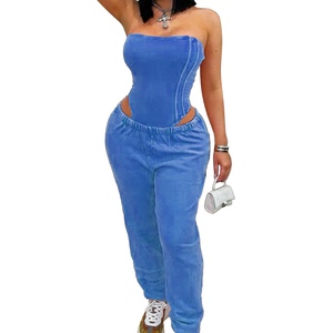 ชุดจั๊มสูทผู้หญิงแบบสลิมฟิตทรงหลวม แต่งสม็อค ลุคเก่าแบบวินเทจ พร้อมกางเกงขายาวรูดเชือก ชุดเซ็ต 2 ชิ้น แฟชั่น - Product Image 6