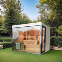 Kaca Sauna panorama mewah Modern 4 orang desain ramping Cedar & Audio Bluetooth harga murah